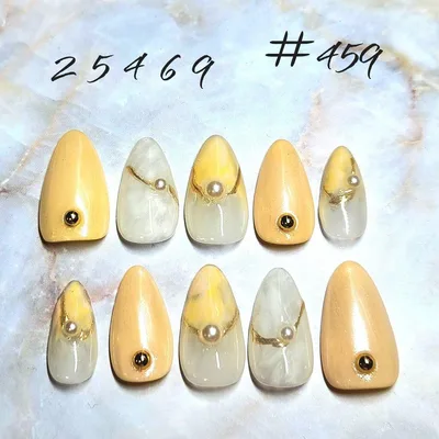 ネイルチップ #459 イエロー ベージュ マーブル