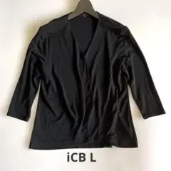 iCB アイシービー Vネック タックカットソー ブラウス ブラック