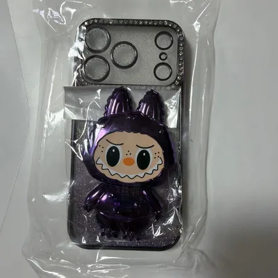 iPhoneケース パープル モンスターデザイン スタンド付