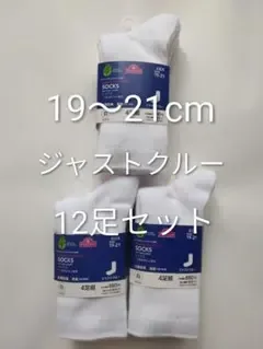 新品 子供用 靴下 19~21cm 白 ジャストクルー 12足セット