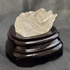 【オークション】天然水晶 銭蛙 三本脚蛙 金運招財 天然石彫刻 台座付 縁起物