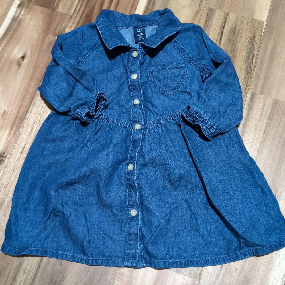 baby GAP デニム ワンピース ハートポケット 12-18m