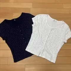 UNIQLO ワッフルオープンミニT 2枚セット 花柄 M【最終値下げ】