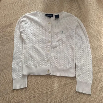 RALPH LAUREN ケーブルニット カーディガン ホワイト 110cm