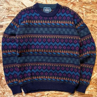 Used / 90s Woolrich 幾何学柄 ニットセーター