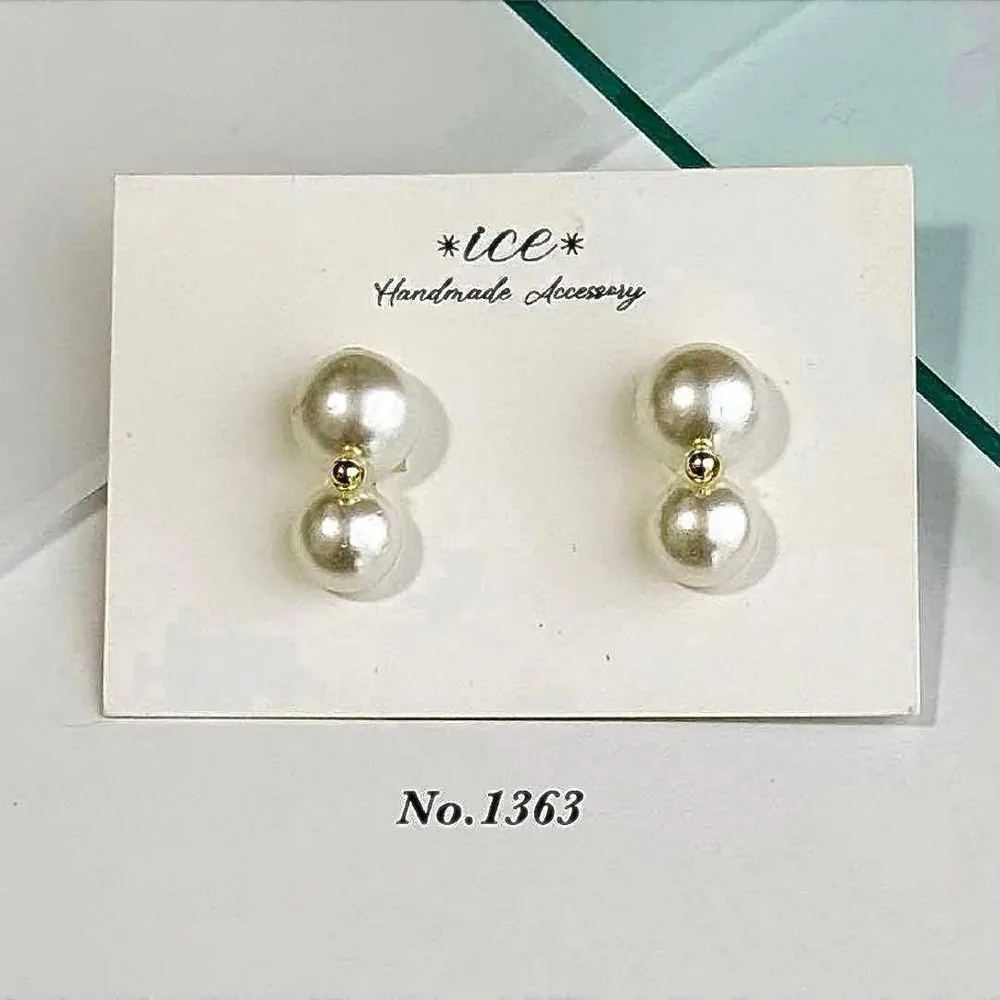 1363★パール2連 ゴールド シンプル ハンドメイド ピアス イヤリング
