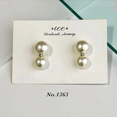 1363★パール2連 ゴールド シンプル ハンドメイド ピアス イヤリング