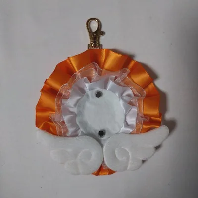 ハンドメイド オレンジ 白 ロゼット 缶バッジ