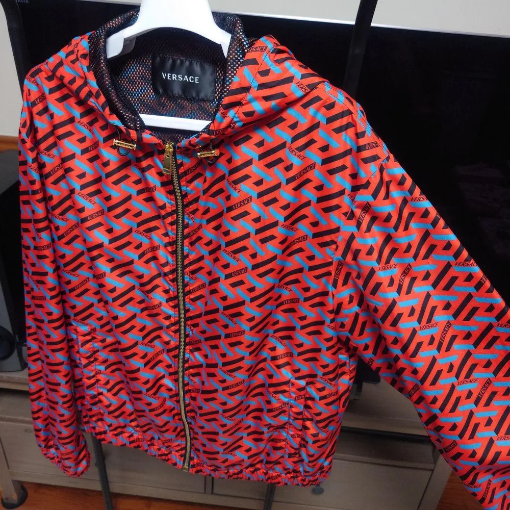 VERSACE La Greca Zip Up Hooded Jacket