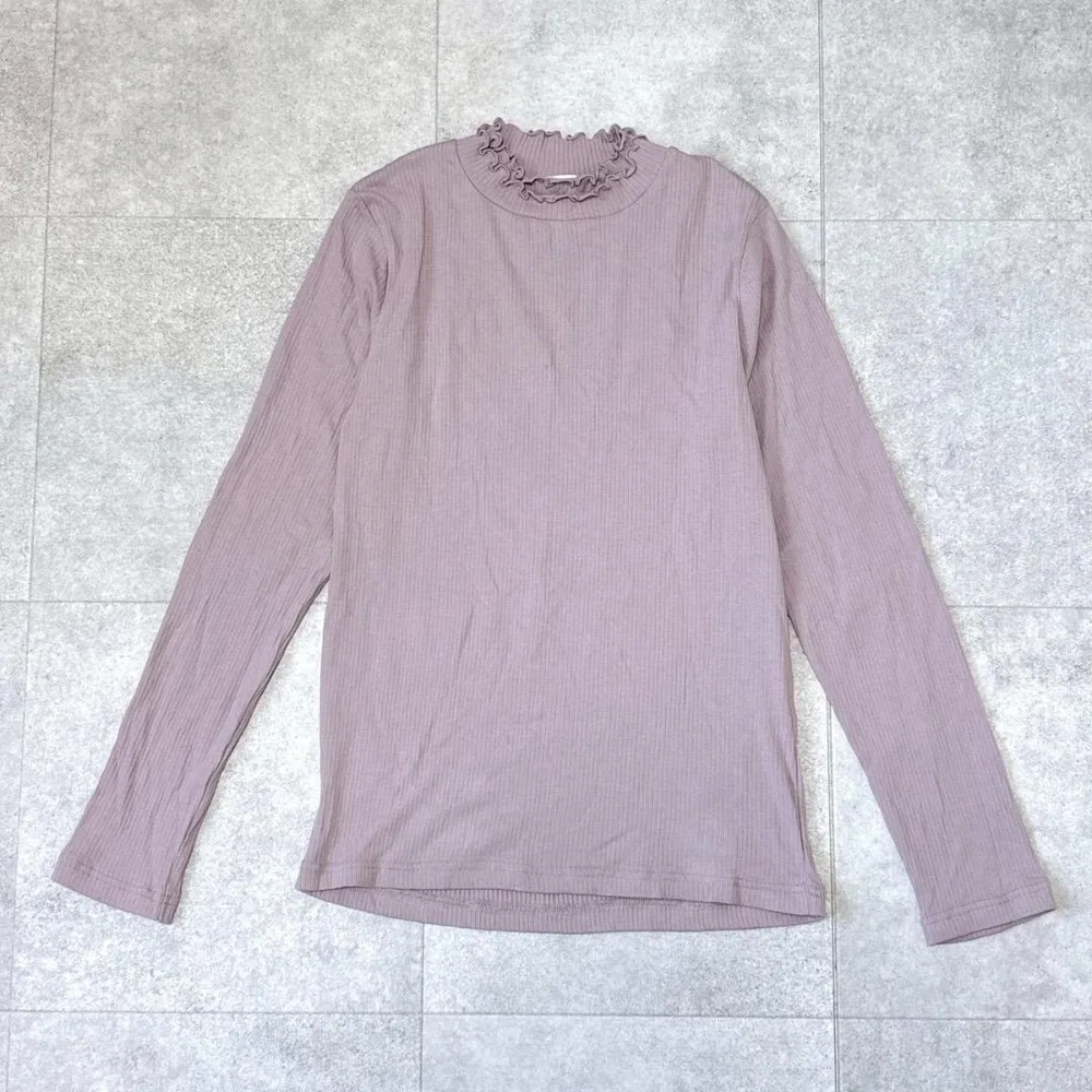 【シネマクラブ】メローフリルハイネック 長袖 Tシャツ カットソー シンプル