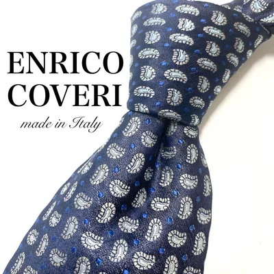 【美品】 ENRICO COVERI 小紋柄 ネクタイ ネイビー シンプル