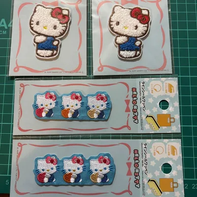 ハローキティ ワッペン 4点セット アイロン接着 シール