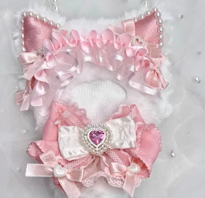 10cm ちびぐるみ ぬい服 着ぐるみ 推しぬい 猫耳 ピンク しっぽ付き #7