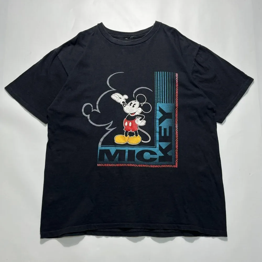 90s ディズニー ビンテージTシャツ 黒 XL相当 ミッキー ○○7010B