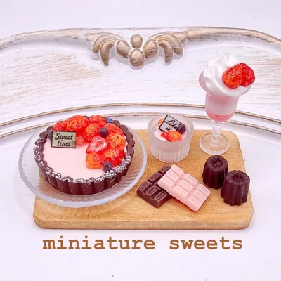 苺のチョコタルトセット ミニチュアスイーツ フェイクフード クリスマスケーキ