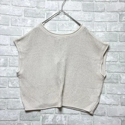 ニットベスト M ベージュ 美品 オーバーサイズ リボン フェミニン レイヤード