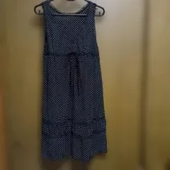 SWIMMING TO THE MOON ドット柄 ノースリーブ ワンピース M