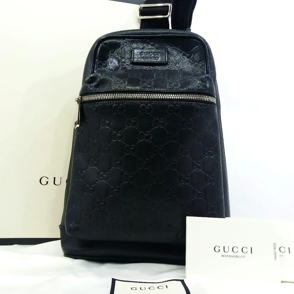 กระเป๋าสะพายข้าง Gucci Body Bag GG Shima Leather กล่องดำและรับประกันรวมอยู่ด้วย