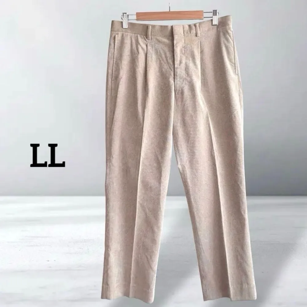コーデュロイパンツ LL ベージュ センタープレス ビジネス 通勤 秋冬 細畝