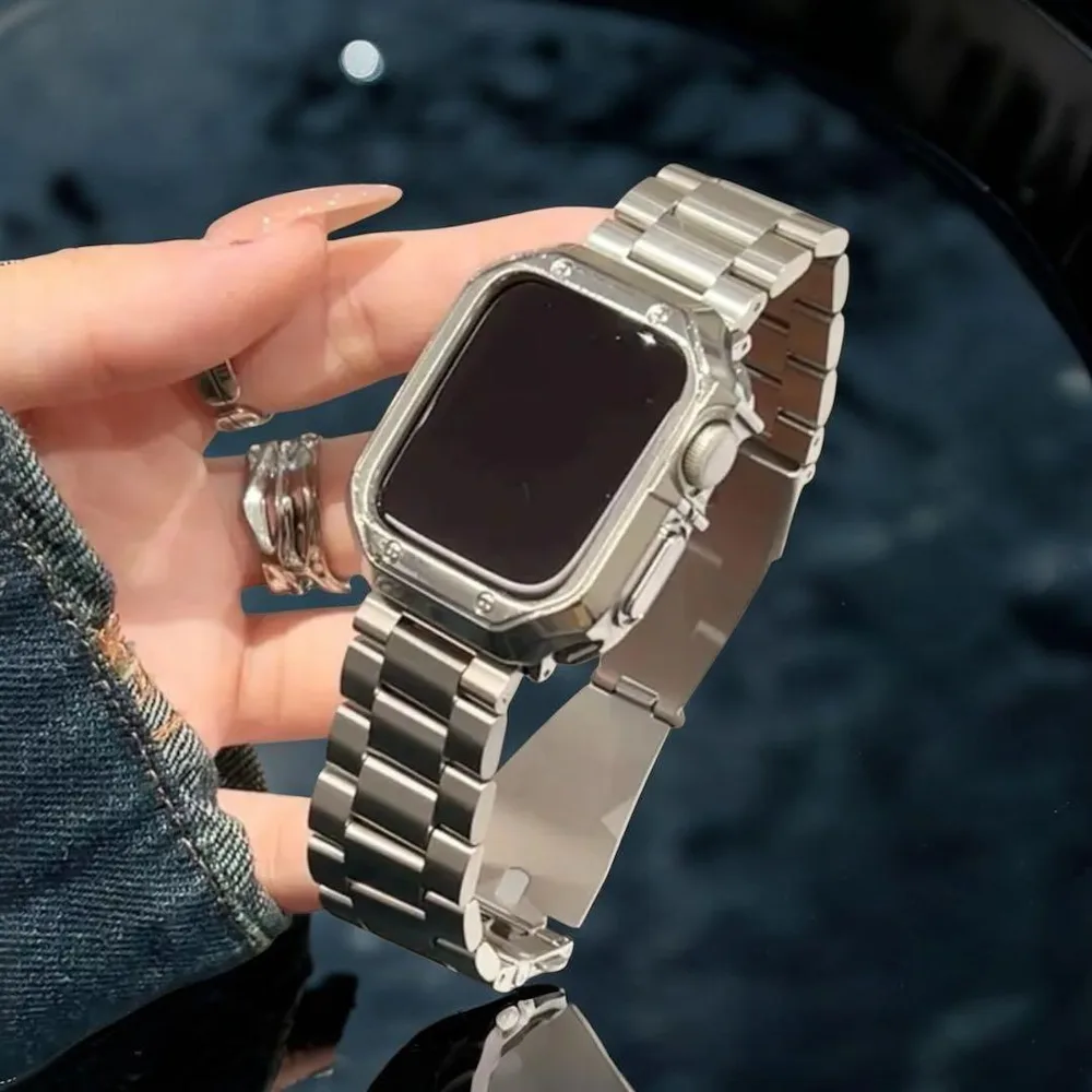 44mm アップルウォッチ ステンレス バンド シルバー メッキ ケース セット