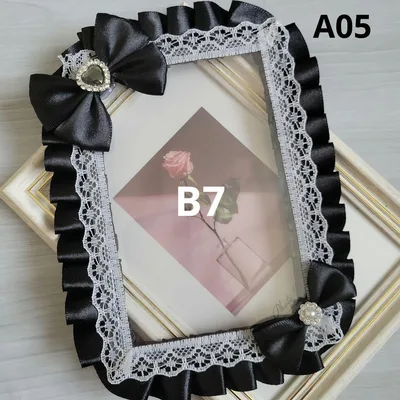 A05 硬質ケース デコ b7 トレカ リボン レース フリル 黒