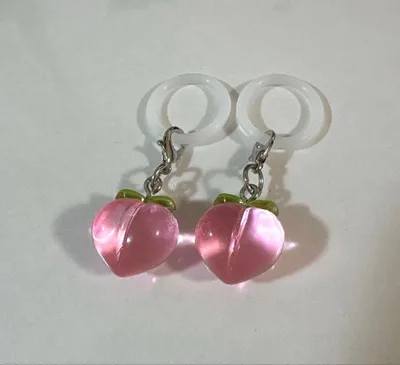 桃 ピーチ めじるしアクセサリー チャーム 2個セット ハンドメイド