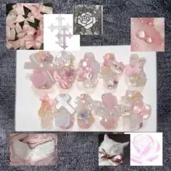 ネイルチップ♡現品♡リボン ロザリーコア 薔薇 羽 ハート 猫 クリア レース