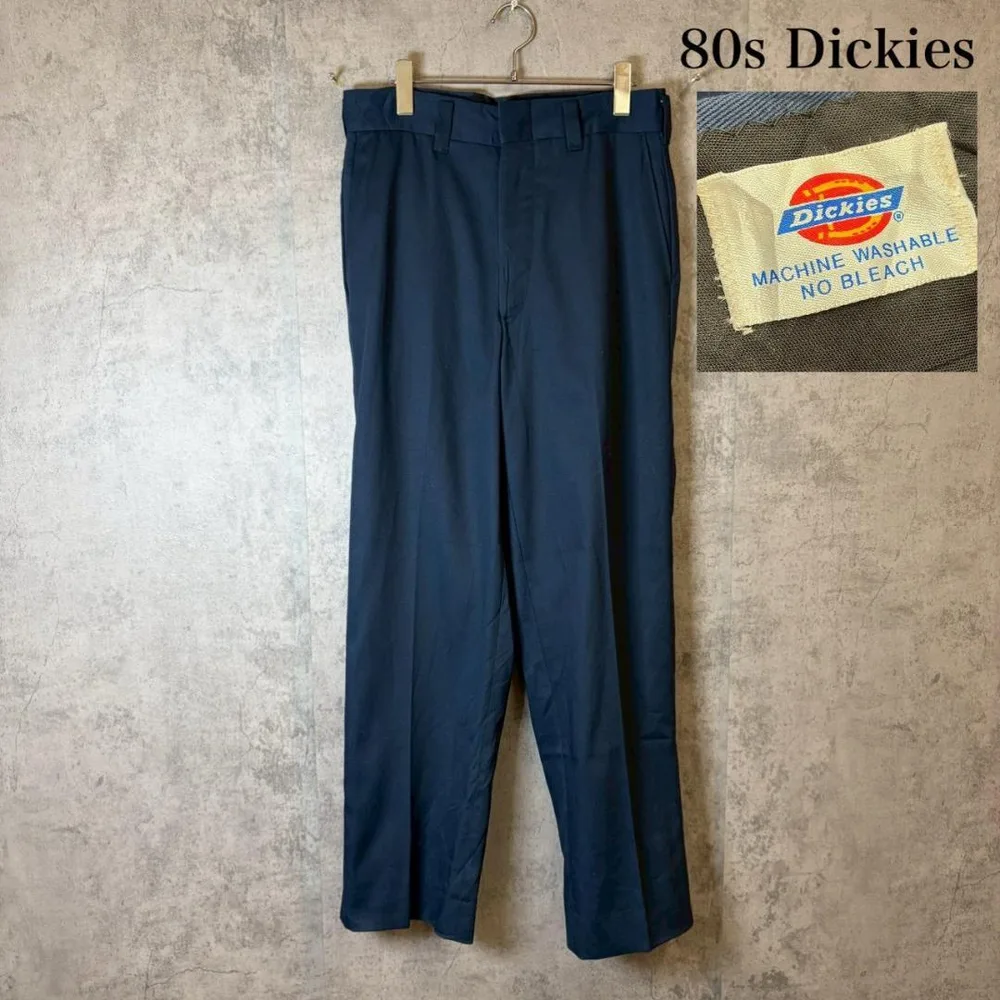 80s Dickies タロンジップ ネイビー スラックス パンツ DM1663