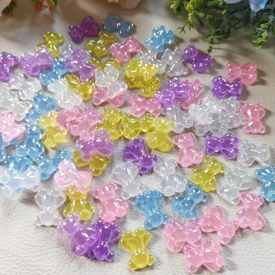 アニマル ベアー デコパーツ パステルカラー 動物 リボン 熊 ハンドメイド
