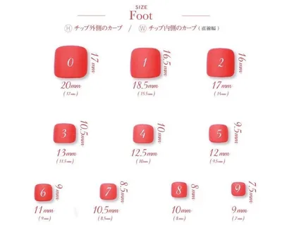 【計測用チップ】ネイルチップ全サイズ フット