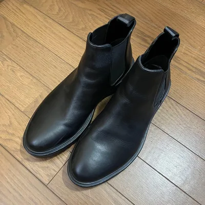 美品 GU 本革 サイドゴアブーツ 黒 26cm メンズ