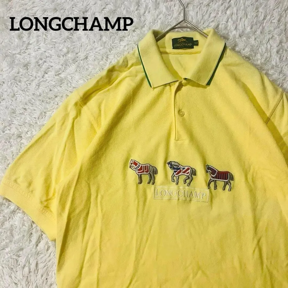 882 LONGCHAMP ロンシャン ポロシャツ 刺繍ロゴ 馬 大きめ 50