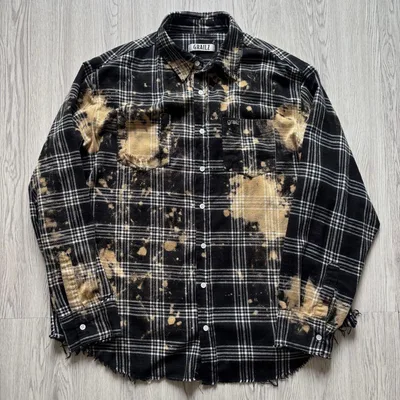 GRAILZ BLEACHED PLAID SHIRTS BLACK 長袖シャツ