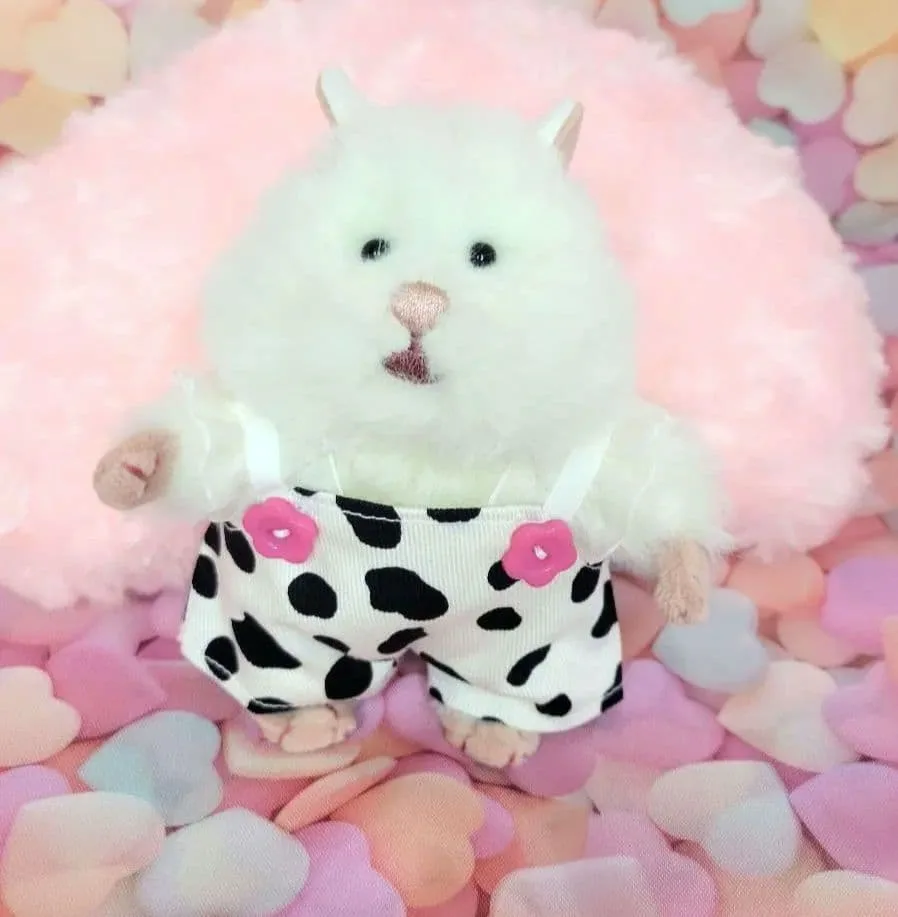 ♡74♡はむにぎり用サロペット♡着脱簡単♡ ウシさん柄 ぬい服