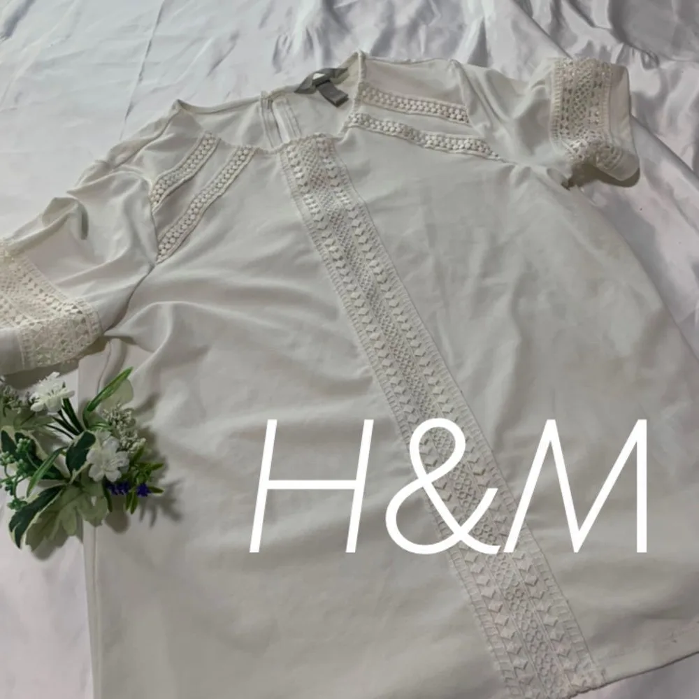 D1172【クリーム色美品レース】H&M カットソー