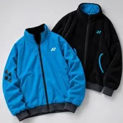 美品✨YONEX リバーシブル ボアジャケットM ブルー×ブラック 袖ビッグロゴ