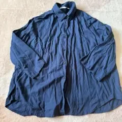 【UNIQLO】 七分袖 リネンシャツ ブルー Sサイズ