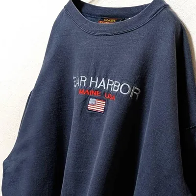 クラシックメイン州バーハーバー刺繍スウェットトレーナーネイビー紺色2XL古着