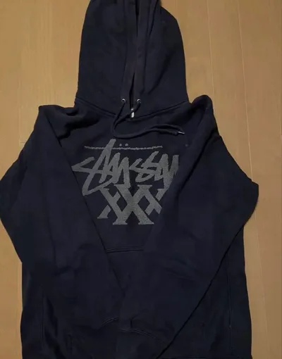 oldStussy ネイビー パーカー 90s 古着 S相当