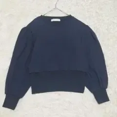 SENSE OF PLACE パフスリーブ クルーネック スウェット F 紺