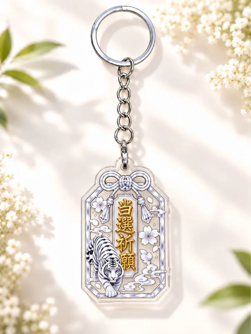 当選祈願 アクリルキーホルダー 白虎 桜