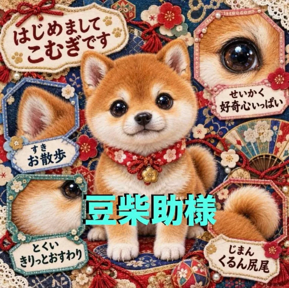 豆柴助様 柴ちゃんパネル トートバッグ 小物入れ