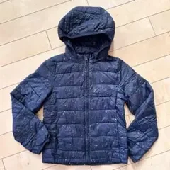 GAP キッズ 中綿ジャケット フード着脱可 ネイビー カラフル柄 M