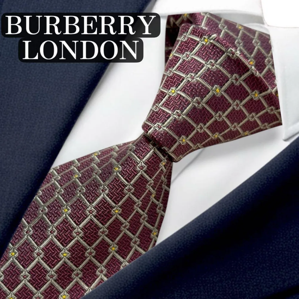 BURBERRY LONDON ネクタイ ボルドー系 チェック柄