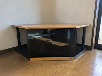 コーナーテレビ台 木目調 ガラス扉付き