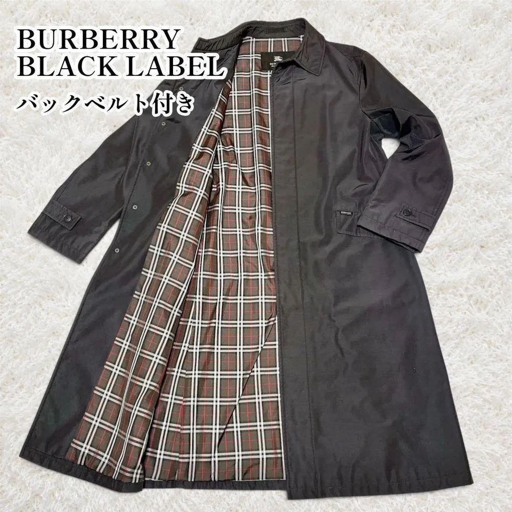 BURBERRY BLACK LABEL Stainless Steel Collar Coat Check Lining. สภาพดี