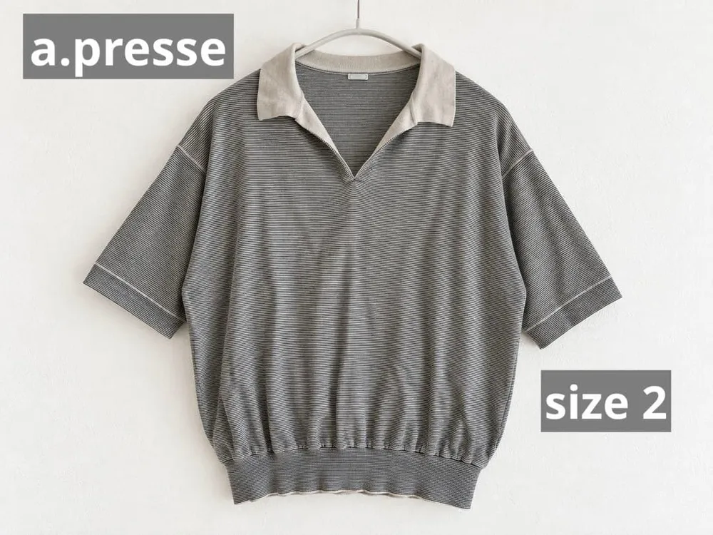 A.PRESSE アプレッセ 24SS ボーダー スキッパーニット サイズ2