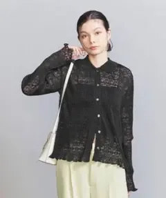 BEAUTY&YOUTH レース プリーツシャツ&スカート ウォッシャブル