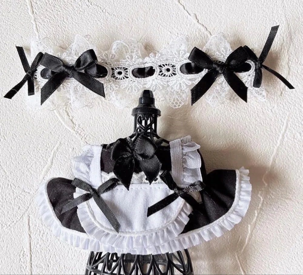 ぬい服 クラシックメイド服 モノトーン 10cm〜12cm