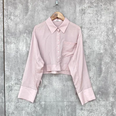 【新品タグ付き】SNIDEL クロップド丈 シアーシャツ ブラウス ピンク F